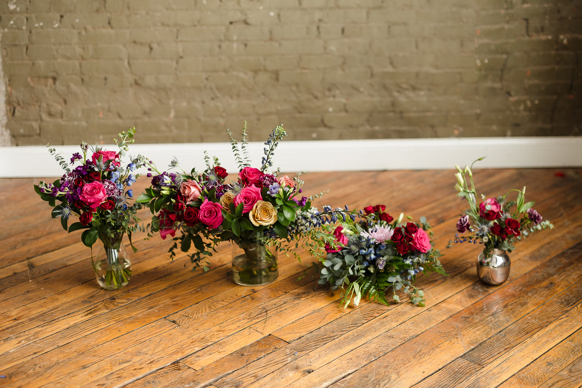 Colorful wedding flower arrangements