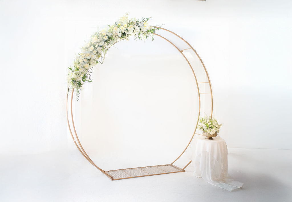 White wedding ceremony arch flowers by 21 Petals