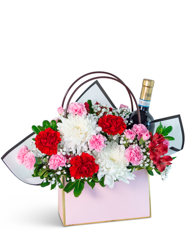 Toast to Romance Tote with Red Wine