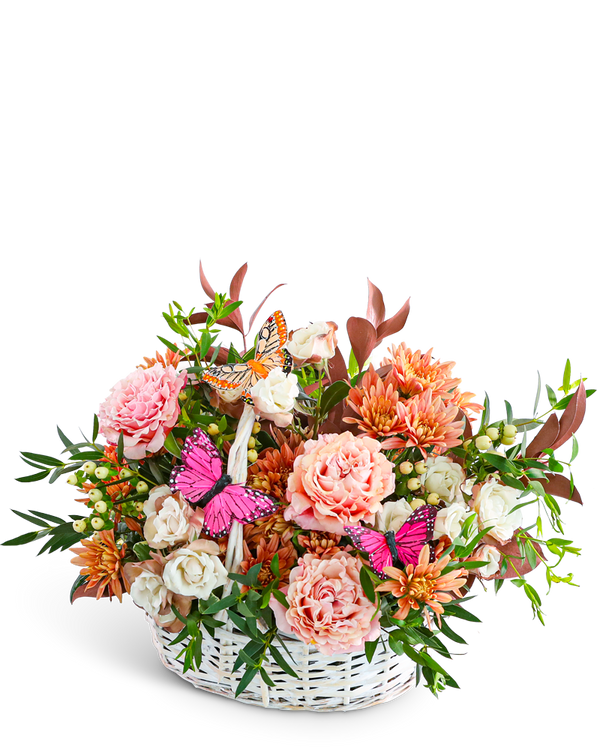 Cappuccino Cascade Basket with Butterflies