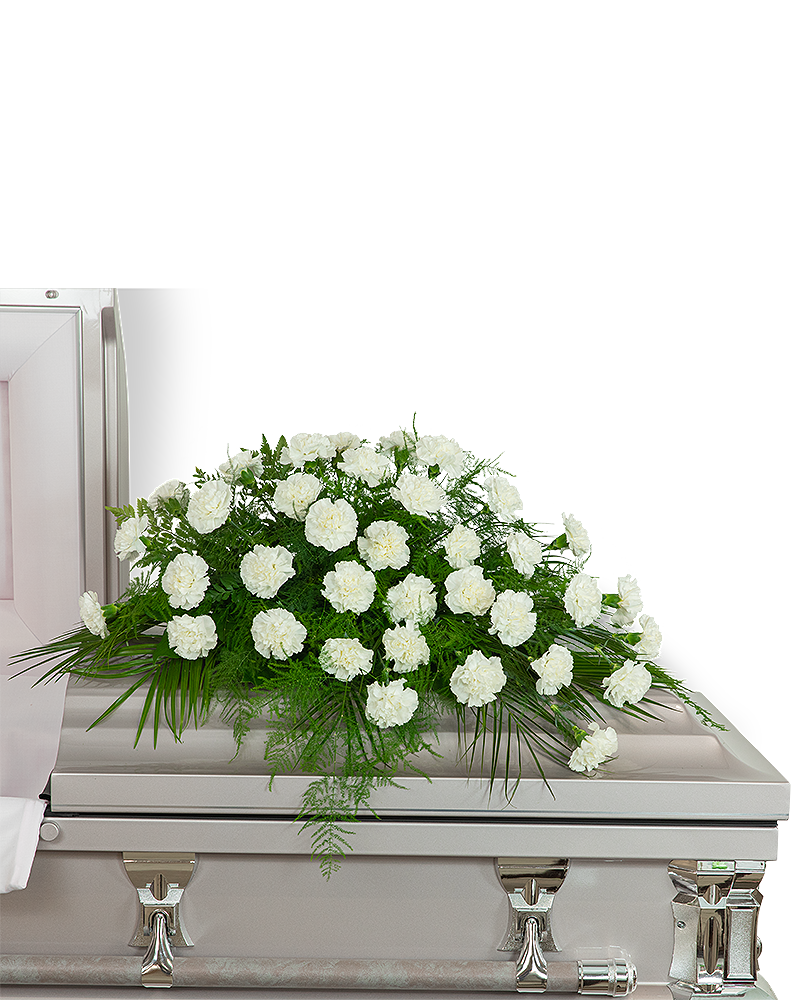 Peaceful in White Casket Spray