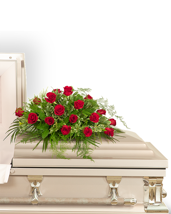 18 Red Roses Casket Spray