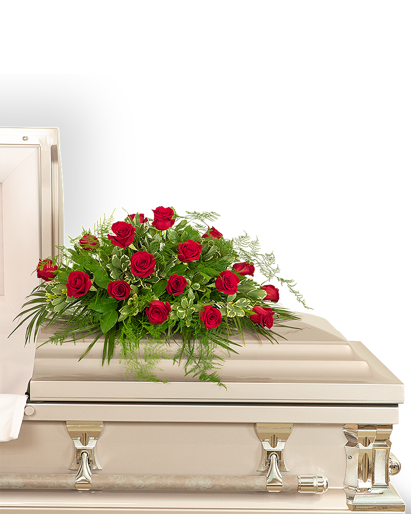 18 Red Roses Casket Spray