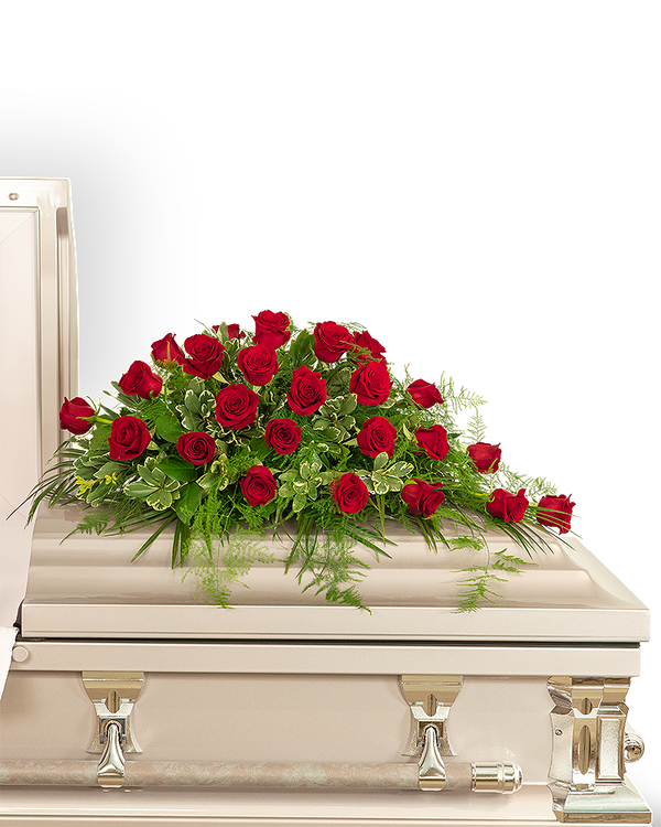24 Red Roses Casket Spray