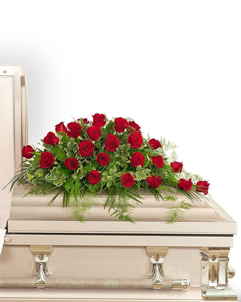 24 Red Roses Casket Spray