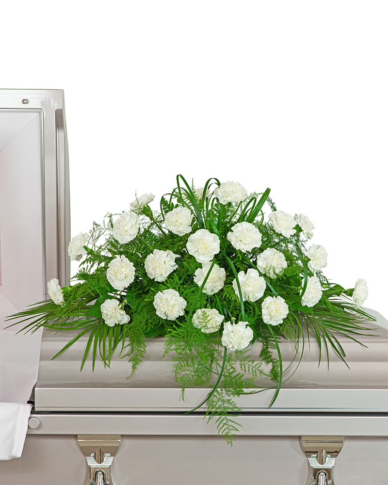 White Divinity Casket Spray