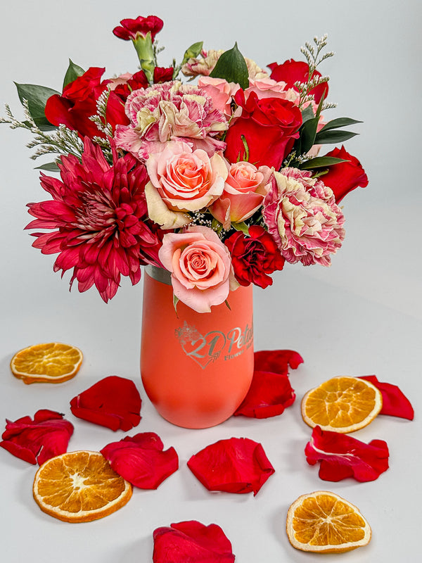 Wine and Dine Tumbler Flower Arrangement
